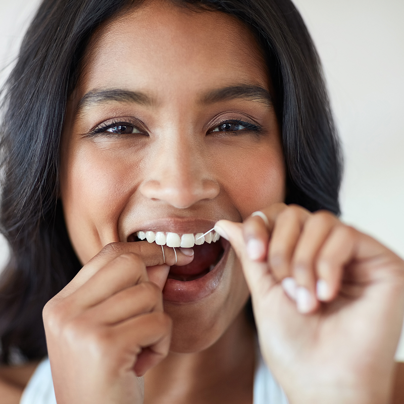 patient flossing
